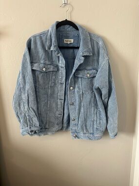 Peach Love California Light Blue Corduroy Jean Jacket